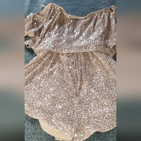 Trim Sequin Cami Romper - Picture 3 of 4